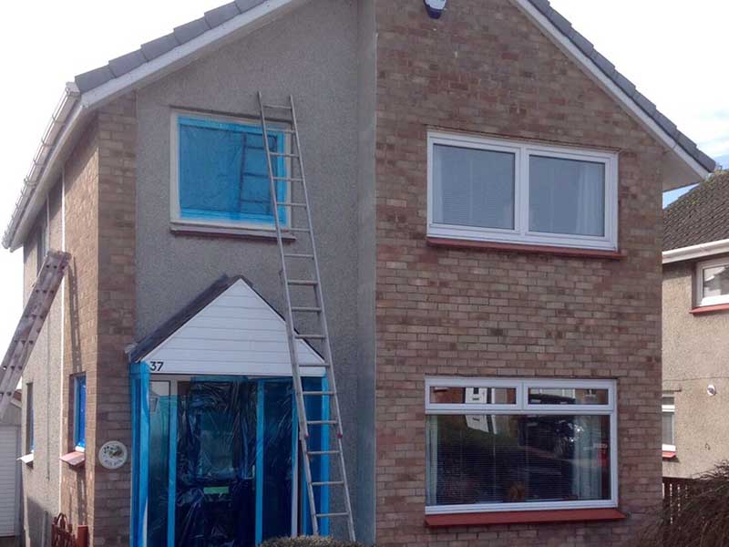 Before Photo: Thermal Exterior Wall Coating System in Bishopbriggs